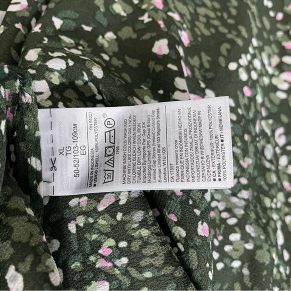 NWT Banana Republic blouse size XL green pink speckled long sleeve - Picture 7 of 8